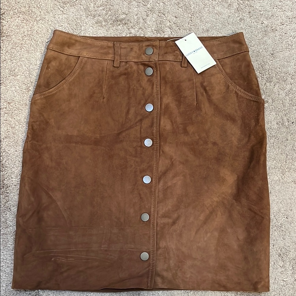 Lucky Brand Womens Brown Leather Mini Pencil Skirt Size 4